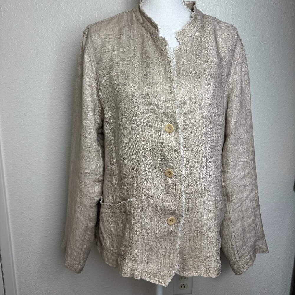 Eileen Fisher 100% Organic Linen Jacket Blazer Size XL
